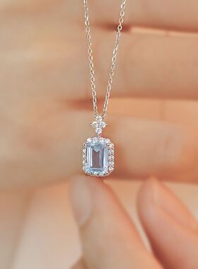 香水瓶海蓝宝镀银链送新款女友