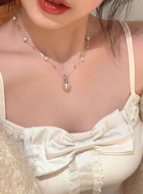 不满天星法式钛精致珍珠项链时尚女轻奢高级感钢复古掉色个性百搭