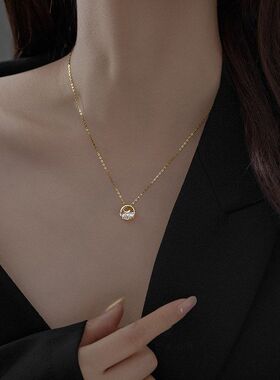 气质月牙海文艺婉约「少女百搭上升」森系设计感项链明月小众简约