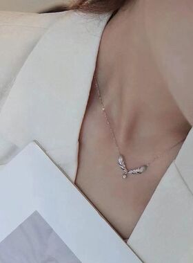 小众和平天使锁骨镶精致百搭颈链翅膀项链设计女轻奢锆石链高级感