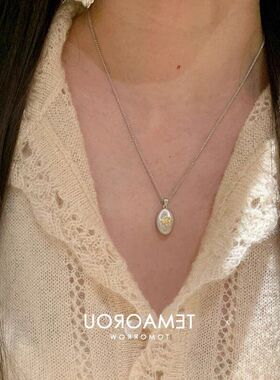 ”锁骨拉丝八芒星“链女掉色项链吊坠咖啡豆不钻毛衣链洗澡双面点