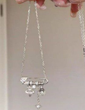 星芒中古项链鸢尾花一件别针链