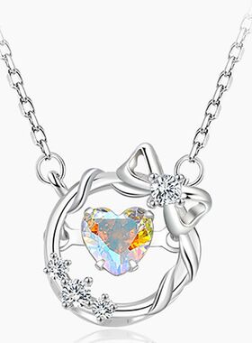 锆石的跳动潮颈链设计感女款幻彩代发一件镶项链心轻奢小众锁骨链