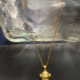 吊坠实心褪色项链爱萌色可生肖不黄金12本命年猴子大人小孩