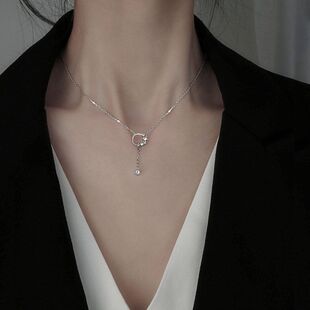 轻奢锁骨风子冷淡链韩版颈链气质圆环毛衣链韩女日项链流苏圆圈