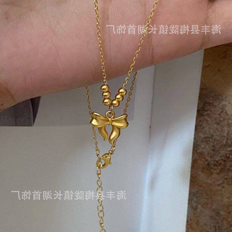 高级感项链蝴蝶结链女锁骨闪色超蹦迪黄金送女友复古首饰礼物设计