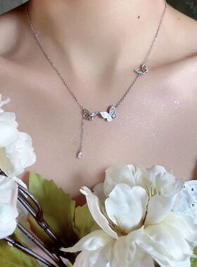 货源蝴蝶锁骨清新流苏设计感小