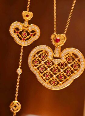 一件如意称心如意爆款祥云如意链小红书项链代发锁骨镶钻锁包镂空