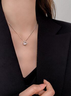 镂空链颈链个性魔方风轻奢吊坠