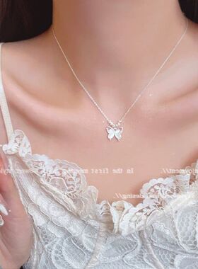 链厂掉色钛新款时尚高级感女锁骨猫眼石百搭钢小众链颈不项链蝴蝶