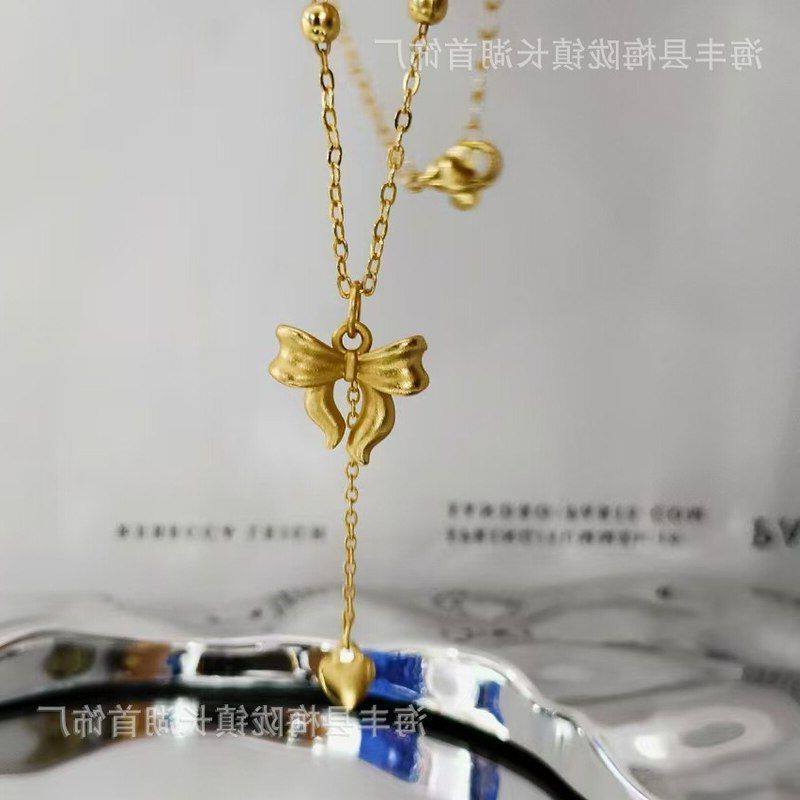 链仿真新款锁骨黄金项链同款在逃公主礼物蝴蝶结金店流苏女友送