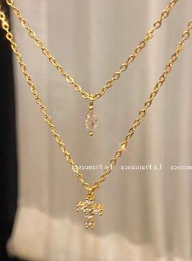 项链韩风叠锁骨小众链新款带2023