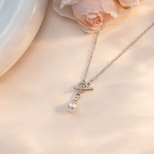 女网红项链设计感ins扣锁骨链潮风仿吊坠气质韩式OT珍珠小众通勤