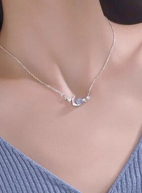 八芒星链轻锆石颈链月亮奢小众