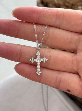 轻奢气质时尚小众热卖ins十字架吊坠闪钻简约跨境设计项链