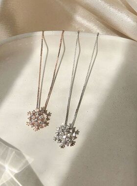 韩风雪花毛衣链清新气质气质镀银