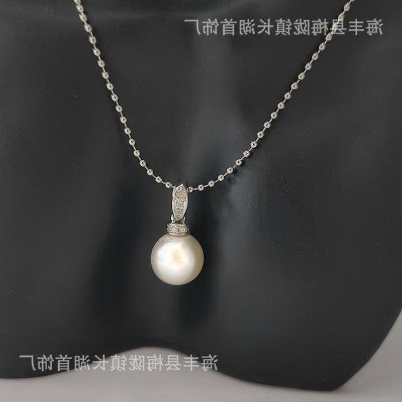人造冷光锁骨吊坠TDS珍珠可轻奢调节可拆卸链白水晶长项链高级澳
