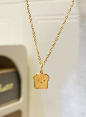 国潮项链风新中式爆款一件小红书代发吊坠女吐司面包面包微笑项链