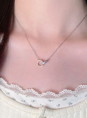 莫比百搭链乌斯通勤气质环颈链轻奢女款锁骨双环项链环环相扣批发