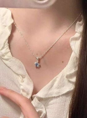 项链锁骨星星女款蓝色轻奢小众五角星设计气质链甜美秋冬通勤锆石