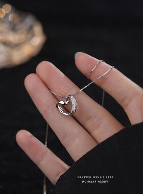 日钻小众链锁骨韩批发爱心项链