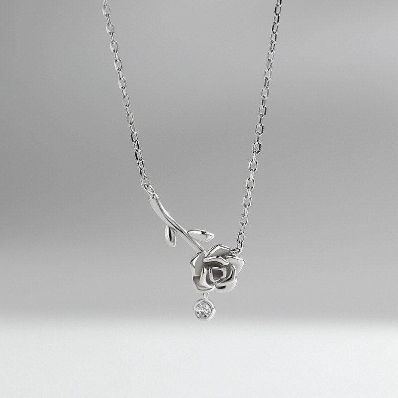 一对玫瑰吊坠情人节设计感款情侣礼物小众高颜值荆棘树枝情侣项链