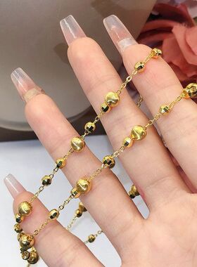 仿金轻奢璀璨蹦迪链锁骨串珠猫