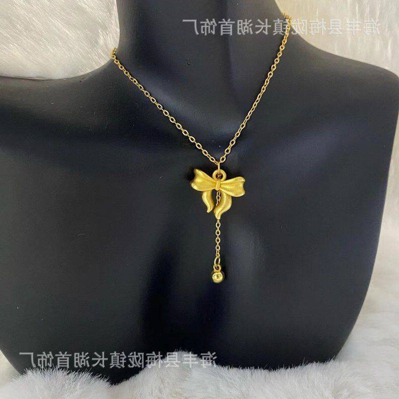 送链仿真同款蝴蝶结女友流苏黄金项链金店礼物在逃公主锁骨新款