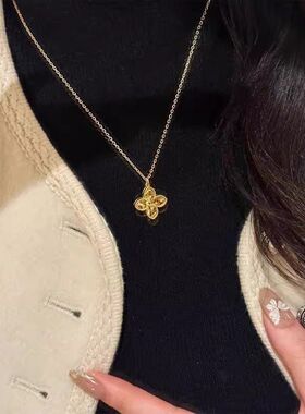 项链四叶草女轻奢链碎碎冰高级