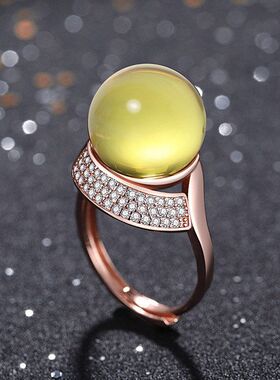 配饰蓝珀指环净水戒指ins墨西哥蜜蜡琥珀合成新品风3A蓝珀女国潮