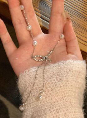 钢不珍珠流苏网红女项链年钛掉色