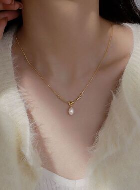 交织仿链珍珠项链毛衣链旭日女轻