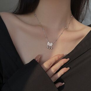 平安锁骨长命锁锁新款镀银祥云项链女铃铛吊坠链颈链民族风如意