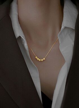 轻奢潮年高级感设计感链女小众锁骨项链珠珠2024复古五福临门新款