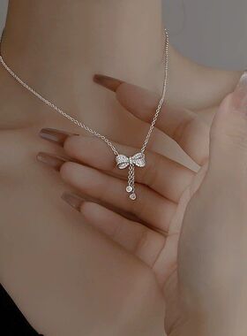 蝴蝶结日韩蝴蝶结满钻链小众项链