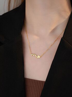 项链锆仙气锁骨不锈钢闪女爱心