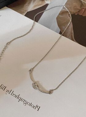 链锆石不锈钢新款简约锁骨项链