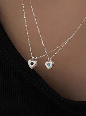 锆彩条纹百搭女链小众甜酷锁骨