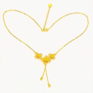 中国风花吊坠镂空项坠新款礼物沙金饰品铜送丁香花老婆女三朵镀金