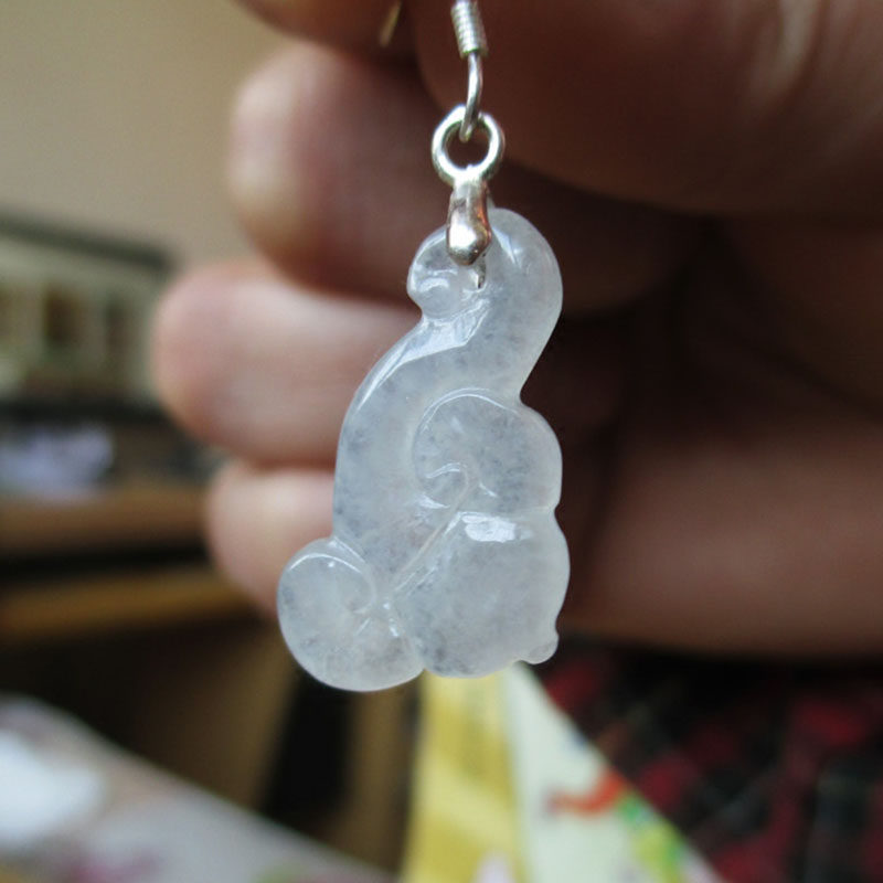 翡翠耳环耳坠A货冰润如意耳饰925银镶嵌缅甸天然玉石原石耳线耳钉