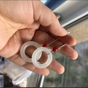 翡翠耳环耳坠A货平安扣环耳饰925银镶嵌耳线天然玉石翡翠原石耳钉