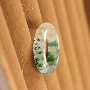 天然老水洞独山玉戒指独玉指环飘花老坑南阳玉冰飘白天蓝男女款式