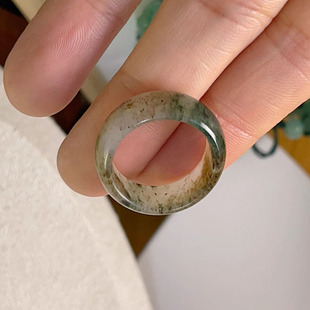 南阳天然玉石润透独山玉宽版戒指男女款天蓝色指环