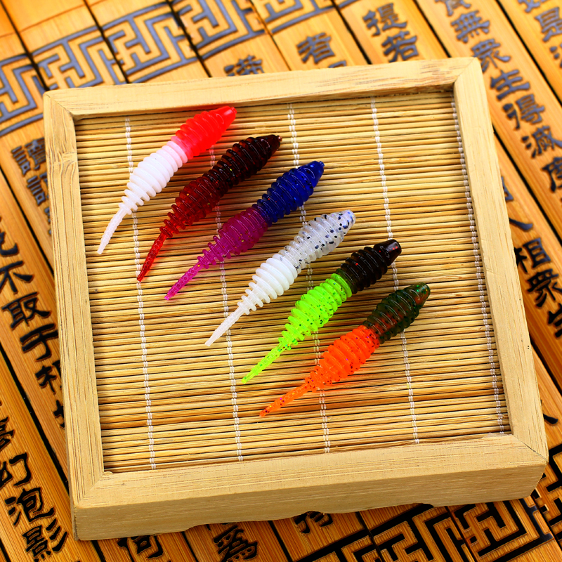 双色软饵 泡泡针尾倒钓假饵 路亚根钓鱼饵 鳟鱼鲈鱼 螺旋针尾