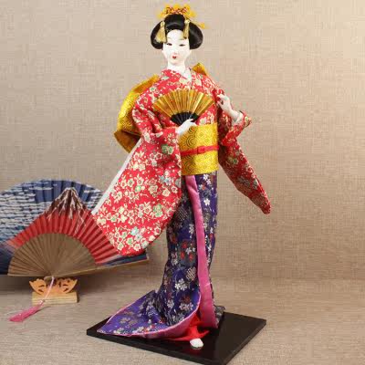 55CM日本人偶艺妓人形绢人和服娃娃日式工艺品摆件料理店餐厅装饰
