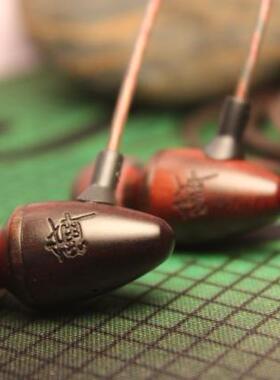 DK-战发烧级黑檀木手工鸣匠订制入耳式手机带麦hifi实木耳塞