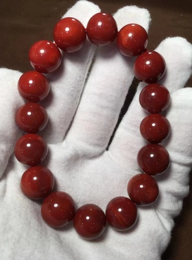 一物一拍 新年礼物 川料手串满色满肉玫瑰红 天然纹理 南红玛瑙