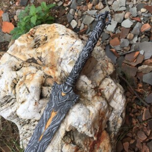 木剑完美世界大罗仙剑石昊雕刻1比1动漫武器COS道具一体手工还原