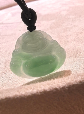 翡翠吊坠天然玉佛玉吊坠弥勒佛公缅甸佛公阳绿珠宝