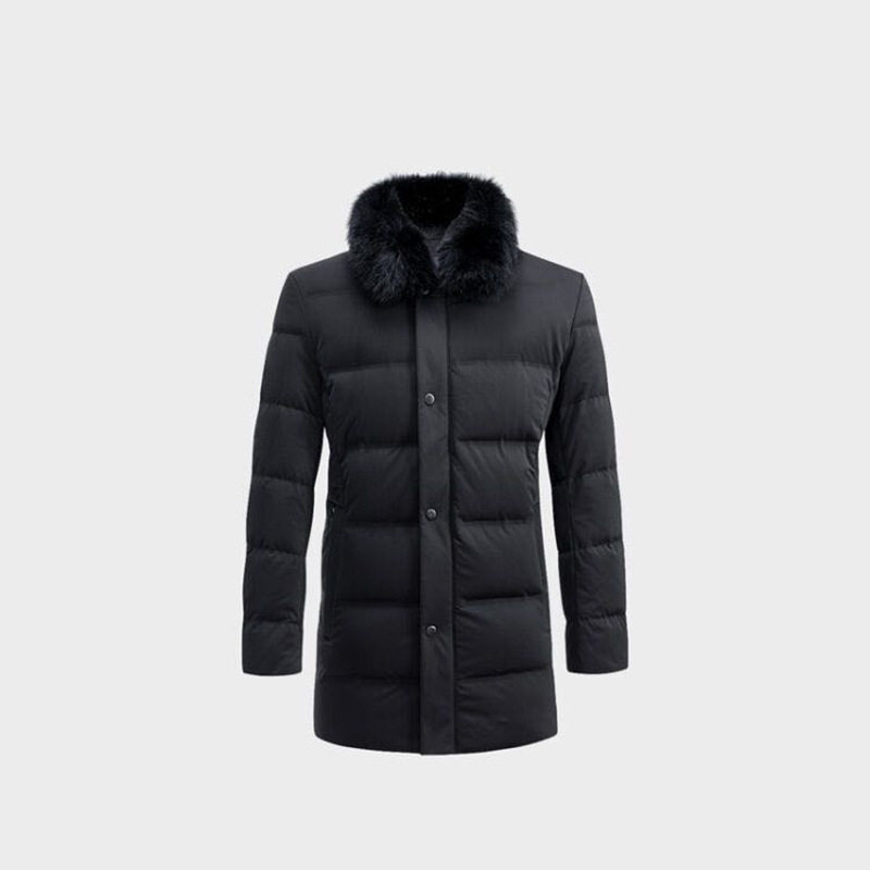 戈德堡时尚狐狸毛保暖羽绒外套 冬季新品加厚中长款羽绒服男